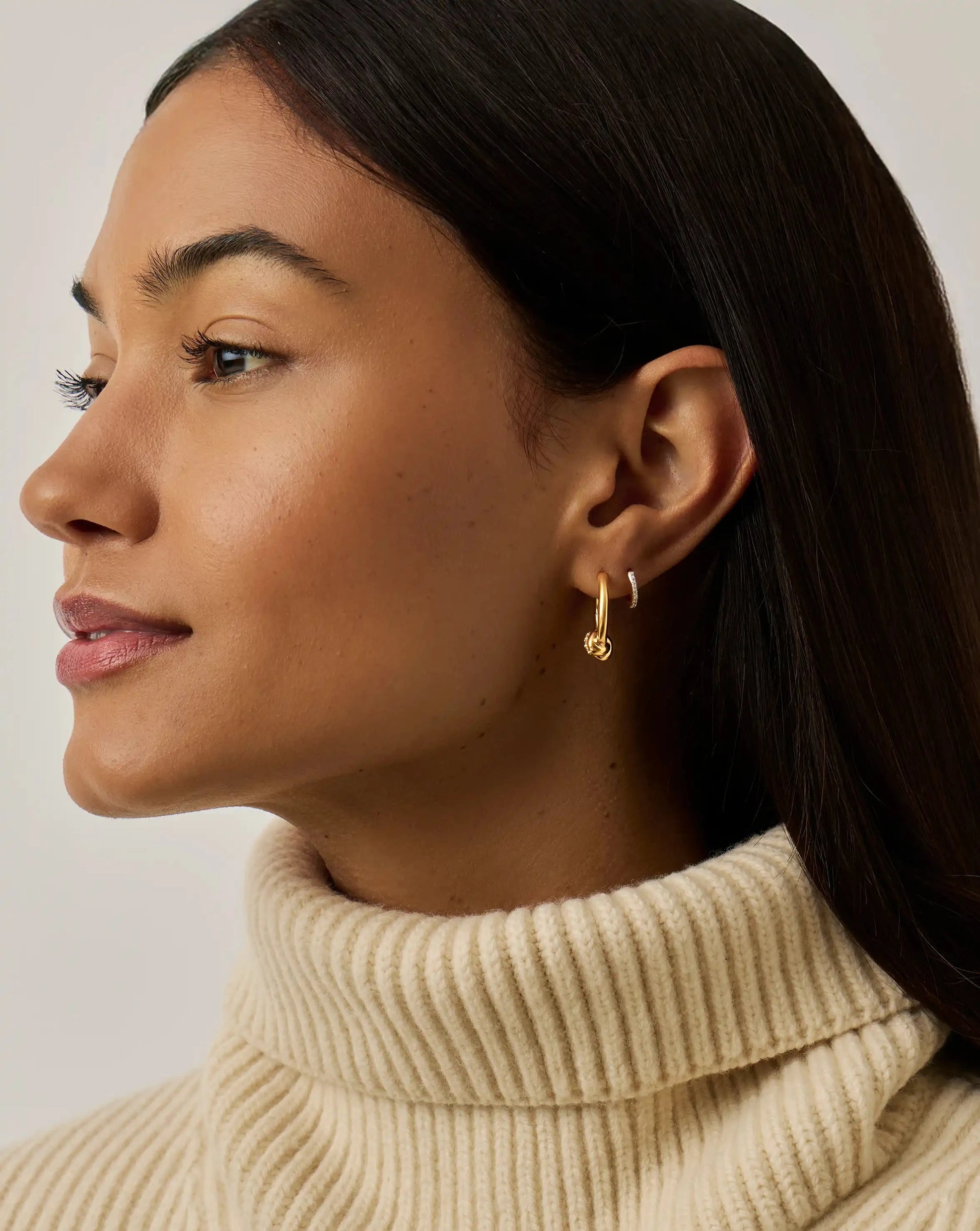 Lucy Williams Pavé Knot Small Hoop Earrings | 18k Gold Plated Earrings Missoma 