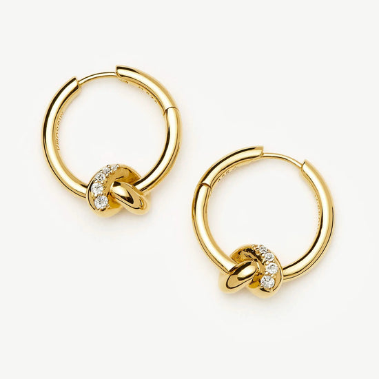 Lucy Williams Pavé Knot Small Hoop Earrings | 18k Gold Plated Earrings Missoma 