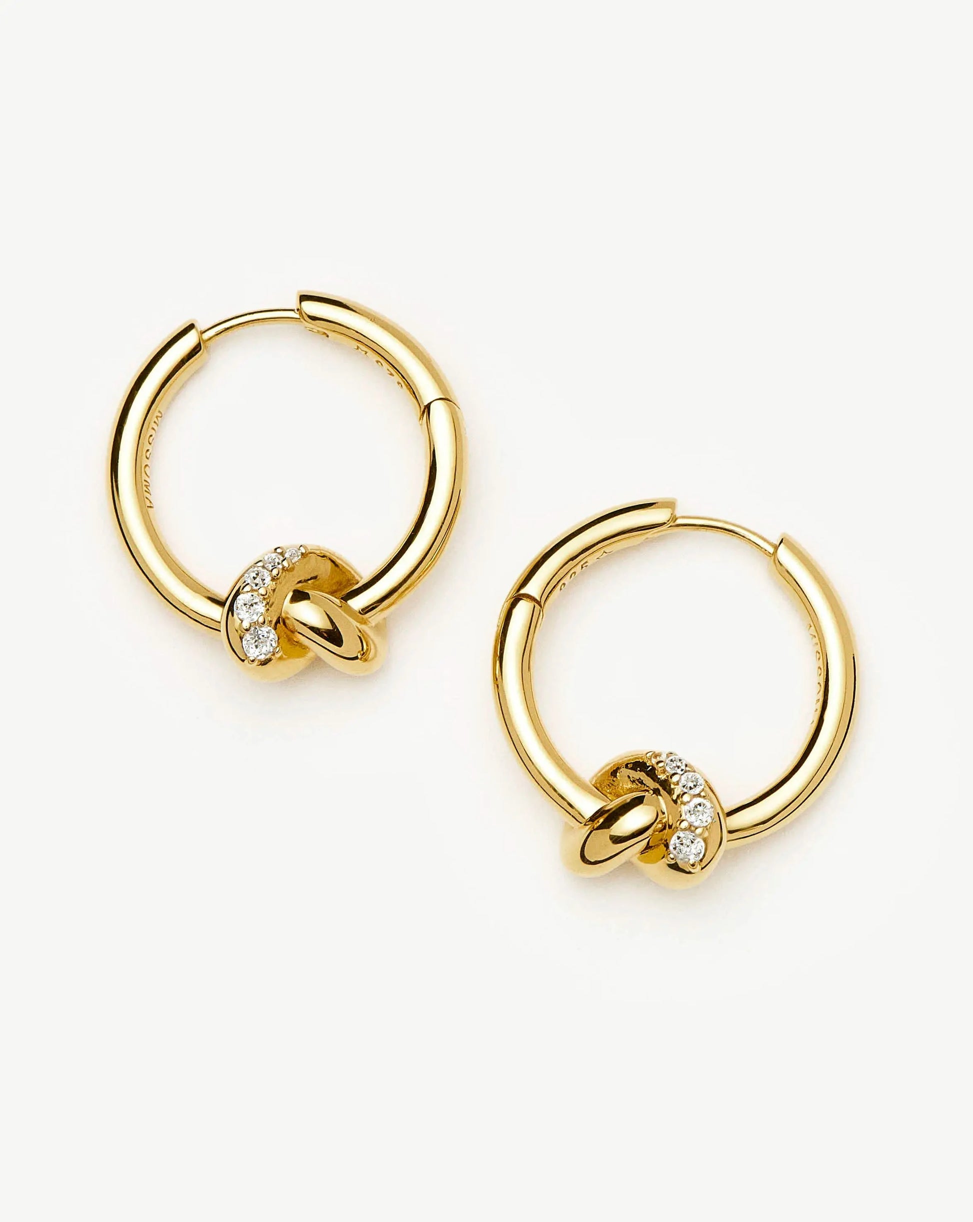 Lucy Williams Pavé Knot Small Hoop Earrings | 18k Gold Plated Earrings Missoma 