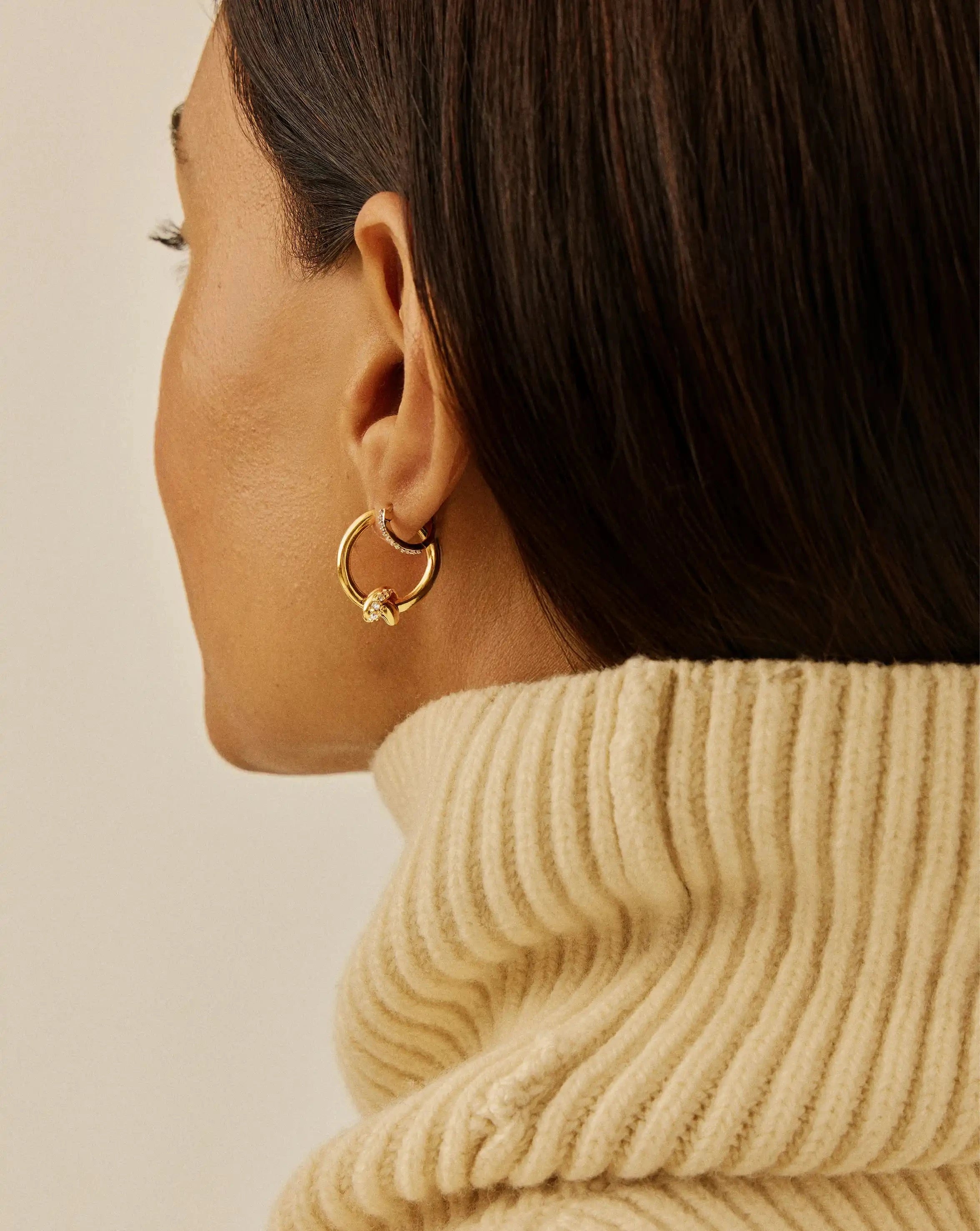 Lucy Williams Pavé Knot Small Hoop Earrings | 18k Gold Plated Earrings Missoma 