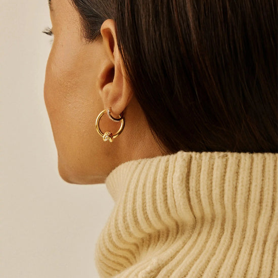 Lucy Williams Pavé Knot Small Hoop Earrings | 18k Gold Plated Earrings Missoma 