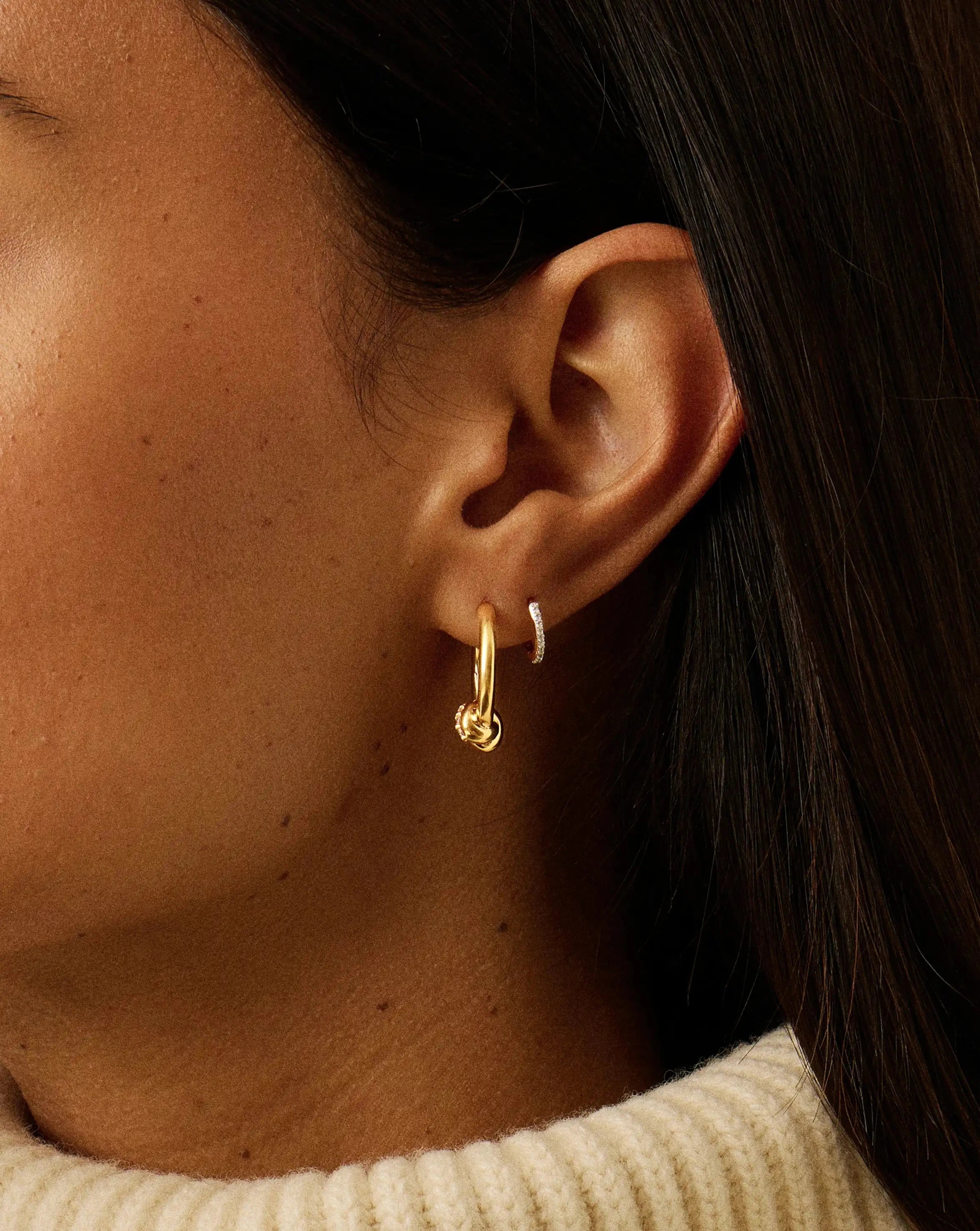 Lucy Williams Pavé Knot Small Hoop Earrings | 18k Gold Plated Earrings Missoma 