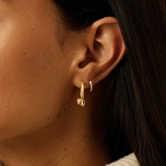 Lucy Williams Pavé Knot Small Hoop Earrings | 18k Gold Plated Earrings Missoma 