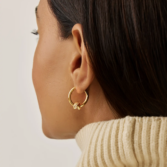 Lucy Williams Pavé Knot Small Hoop Earrings | 18k Gold Plated Earrings Missoma 