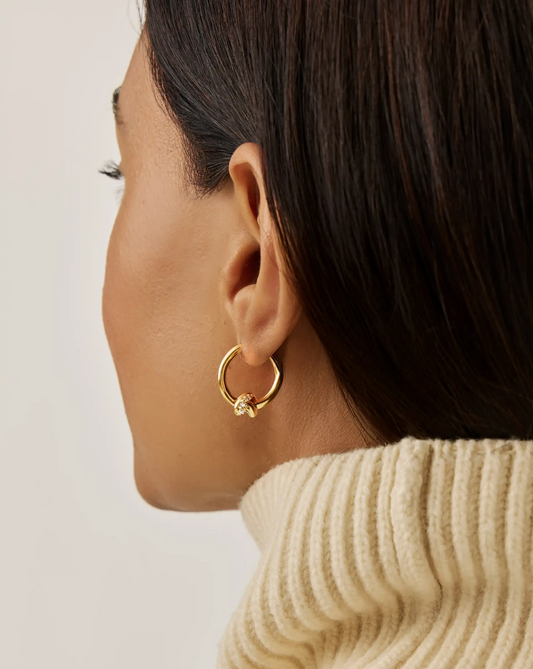 Lucy Williams Pavé Knot Small Hoop Earrings | 18k Gold Plated Earrings Missoma 