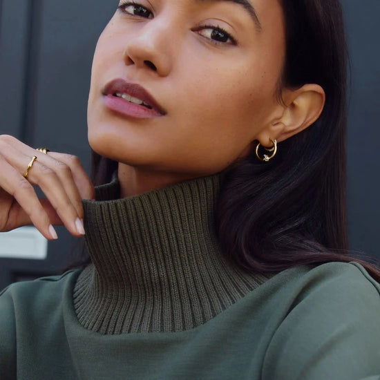 Lucy Williams Pavé Knot Small Hoop Earrings | 18k Gold Plated Earrings Missoma 