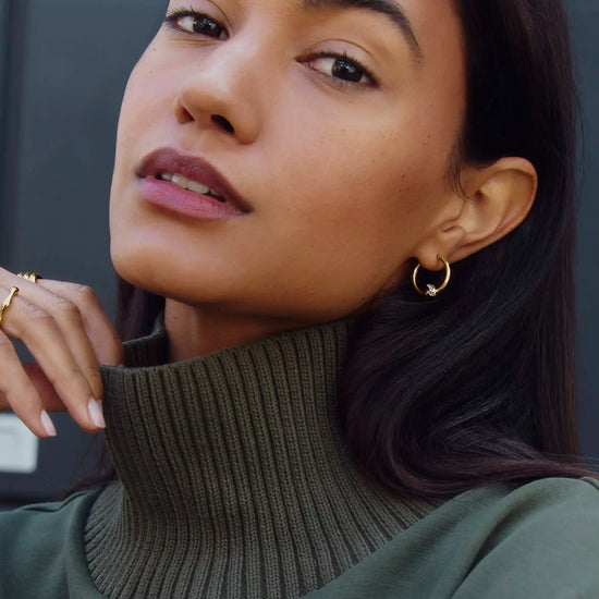 Lucy Williams Pavé Knot Small Hoop Earrings | 18k Gold Plated Earrings Missoma 