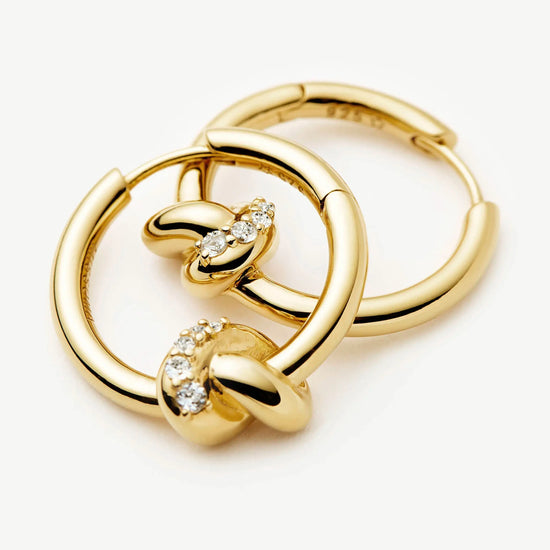Lucy Williams Pavé Knot Small Hoop Earrings | 18k Gold Plated Earrings Missoma 