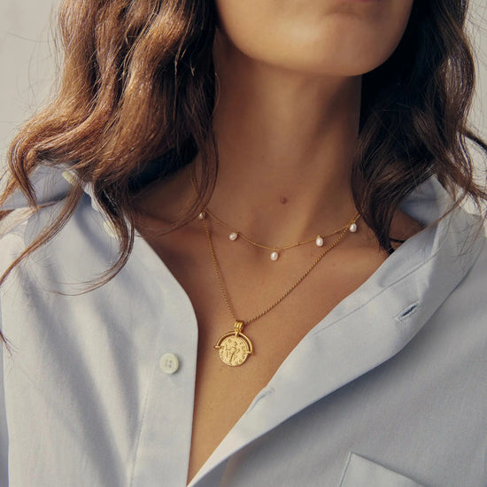 Lucy Williams Roman Arc & Pearl Necklace Set | 18k Gold Vermeil/18k Gold Plated/Pearl Necklaces Missoma 