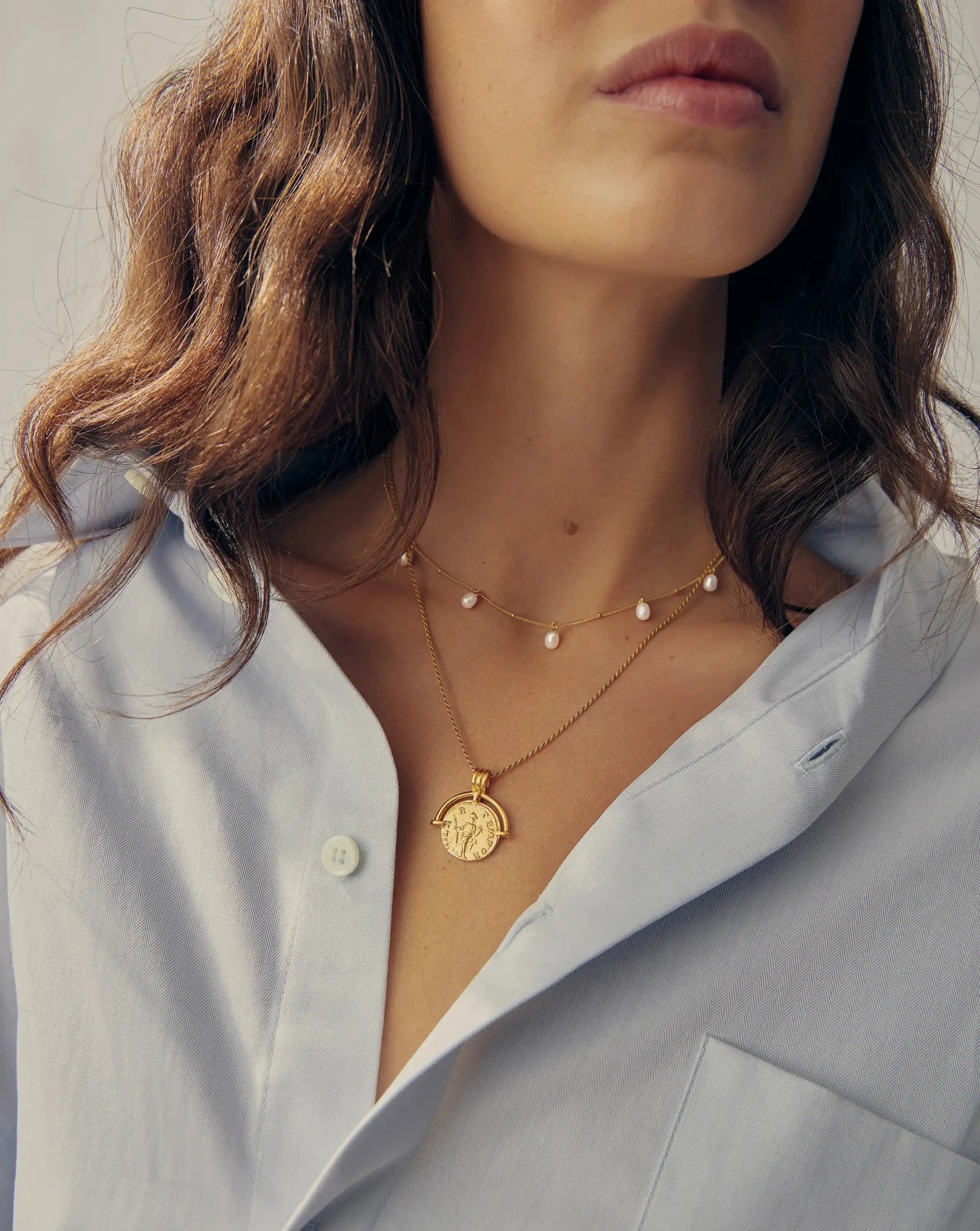 Lucy Williams Roman Arc & Pearl Necklace Set | 18k Gold Vermeil/18k Gold Plated/Pearl Necklaces Missoma 