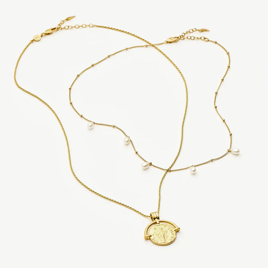 Lucy Williams Roman Arc & Pearl Necklace Set | 18k Gold Vermeil/18k Gold Plated/Pearl Necklaces Missoma 
