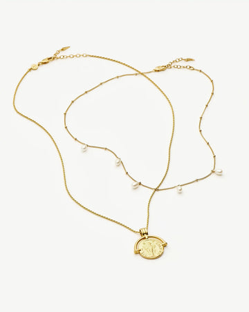 Lucy Williams Roman Arc & Pearl Necklace Set | 18k Gold Vermeil/18k Gold Plated/Pearl Necklaces Missoma 