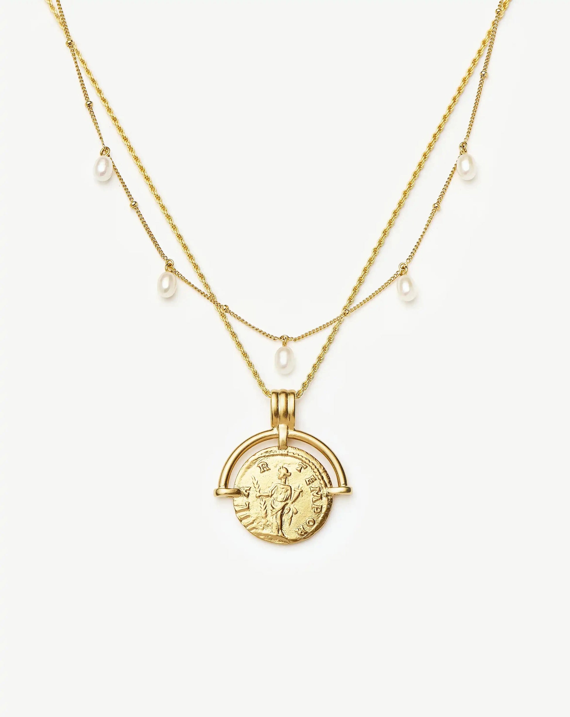 Lucy Williams Roman Arc & Pearl Necklace Set | 18k Gold Vermeil/18k Gold Plated/Pearl Necklaces Missoma 