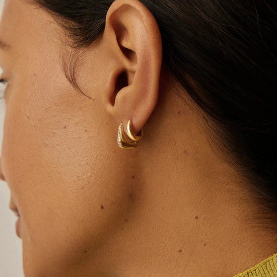 Lucy Williams Solid Gold Diamond Arco Huggies | 14k Solid Gold/Lab Grown Diamonds Earrings Missoma 