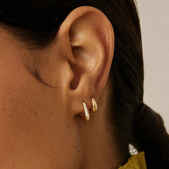 Lucy Williams Solid Gold Diamond Arco Huggies | 14k Solid Gold/Lab Grown Diamonds Earrings Missoma 
