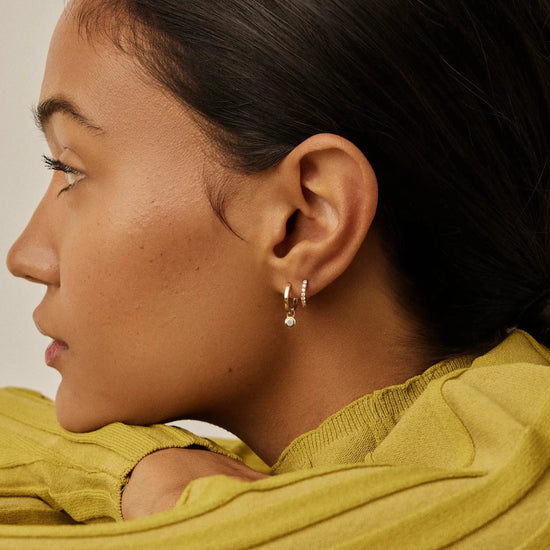 Lucy Williams Solid Gold Diamond Drop Huggies | 14k Solid Gold/Lab Grown Diamond Earrings Missoma 