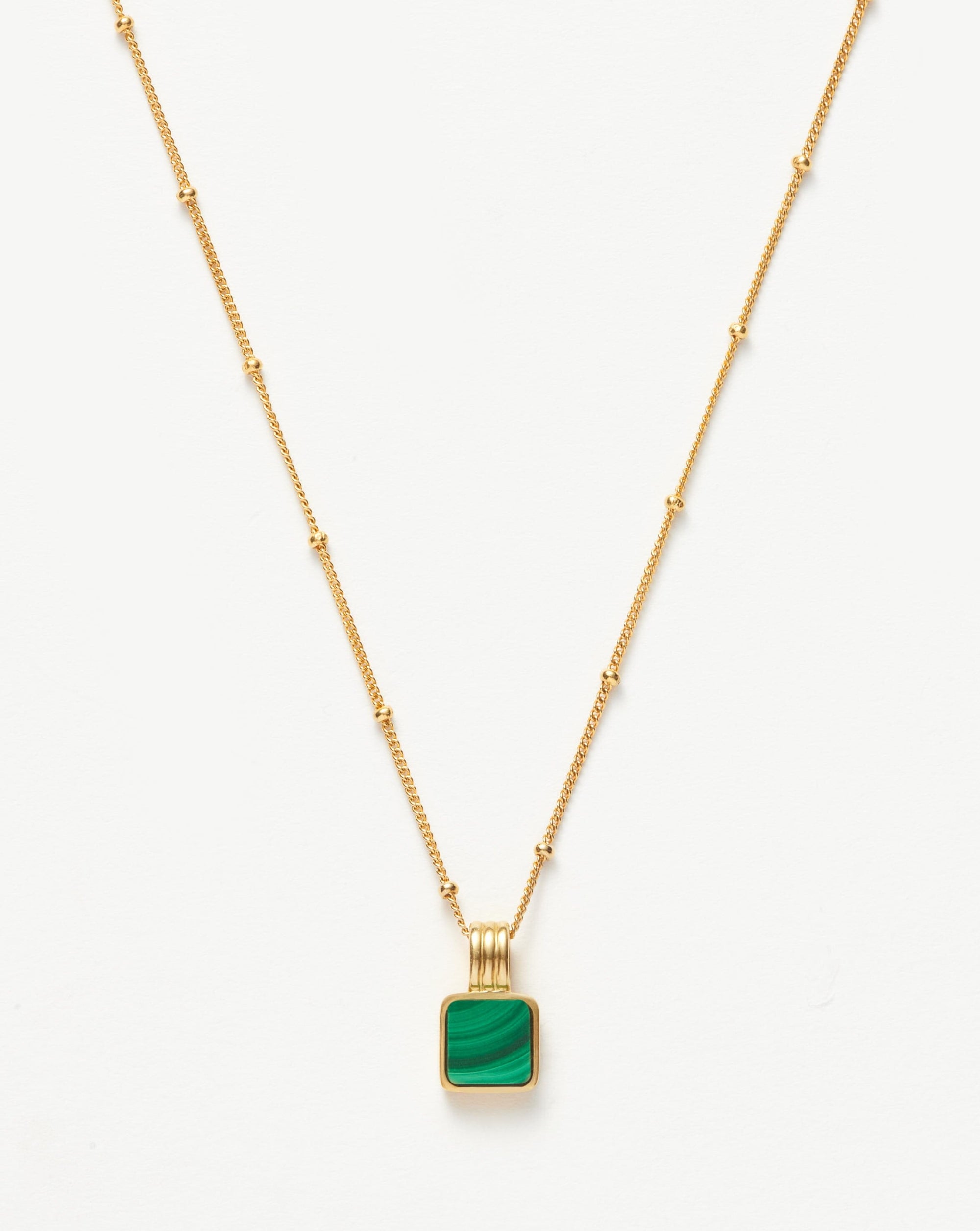 Lucy Williams Square Malachite Necklace | 18ct Gold Plated Vermeil/Mal ...