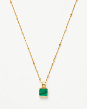 Lucy Williams Square Malachite Necklace | 18ct Gold Plated Vermeil/Malachite Necklaces Missoma 