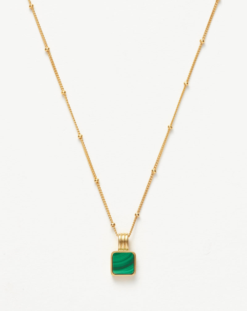 Lucy Williams Square Malachite Necklace | 18k Gold Vermeil/Malachite ...