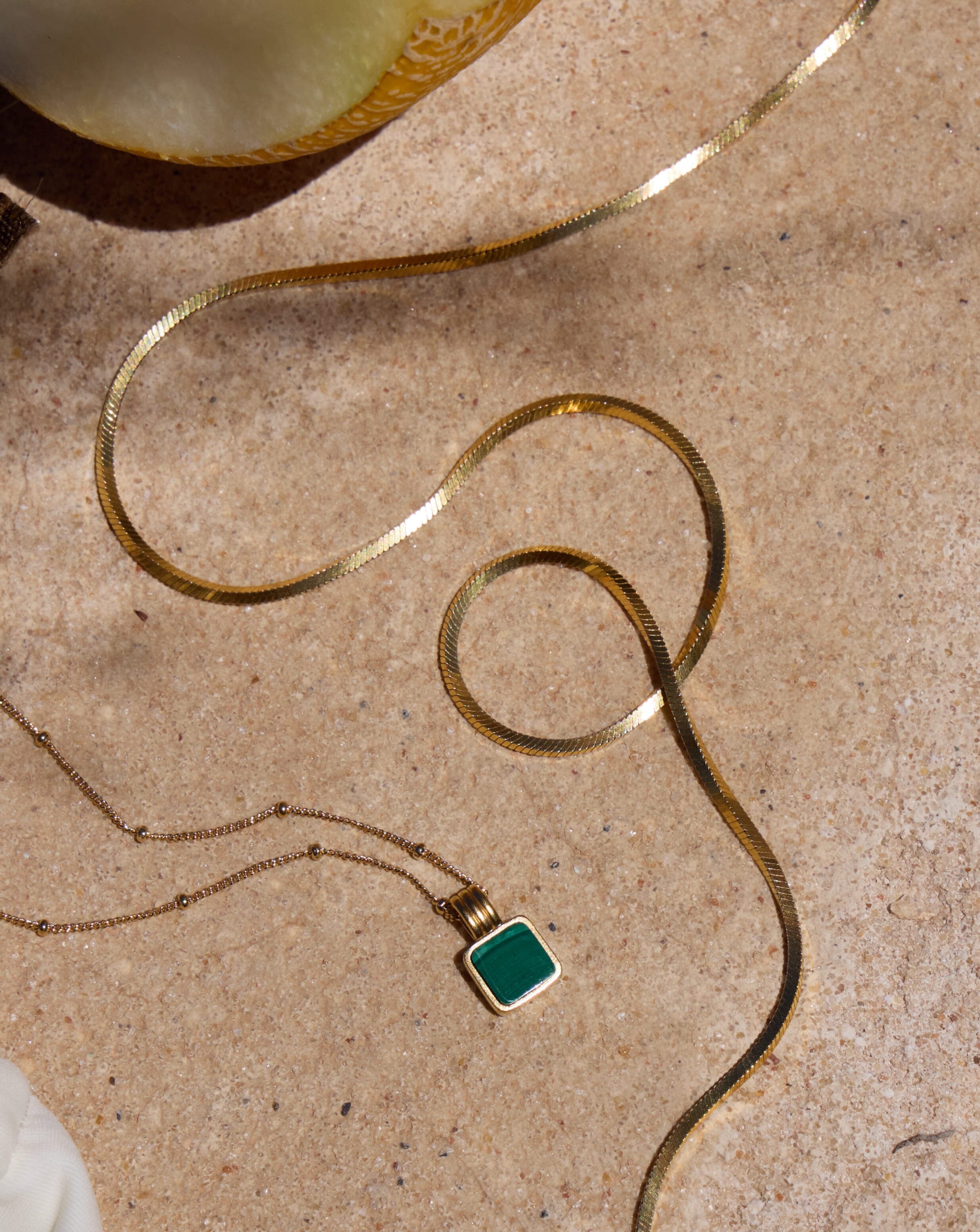 Lucy Williams Square Malachite Necklace | 18ct Gold Vermeil/Malachite Necklaces Missoma 