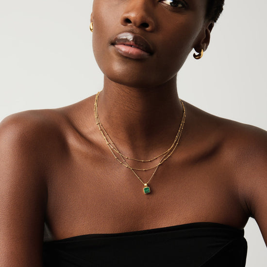 Lucy Williams Square Malachite Necklace | 18k Gold Vermeil/Malachite Necklaces Missoma 
