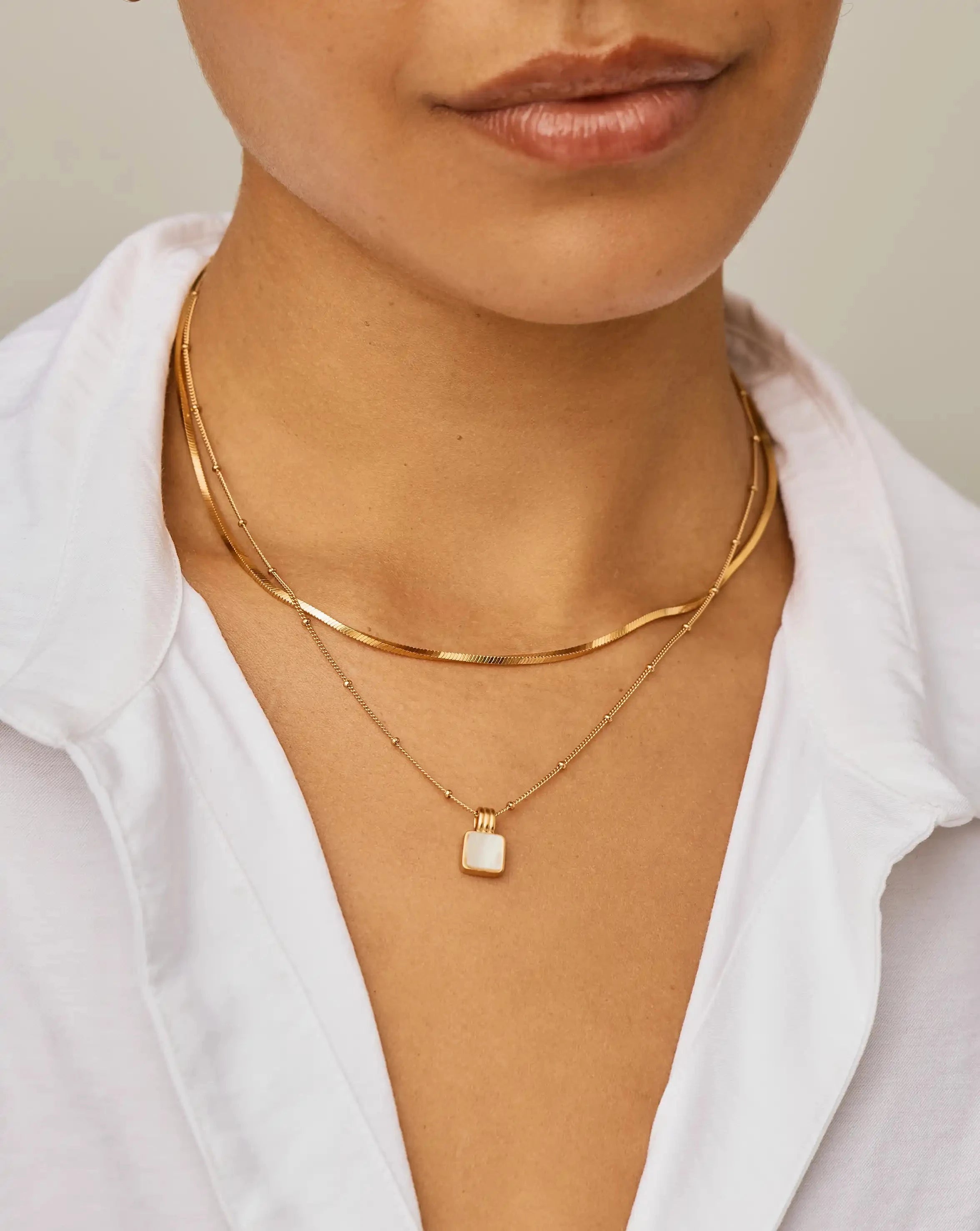 Lucy Williams Square Mother of Pearl Necklace Necklaces Missoma 
