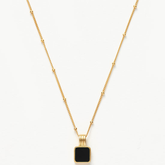 Lucy Williams Square Onyx Gemstone Necklace | 18ct Gold Plated Vermeil/Black Onyx Necklaces Missoma 