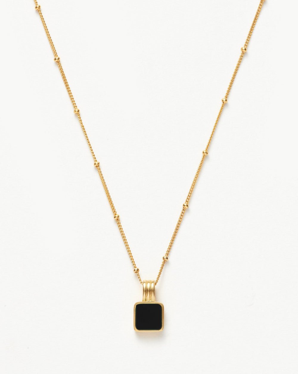 Lucy Williams Square Onyx Gemstone Necklace | 18ct Gold Plated Vermeil ...