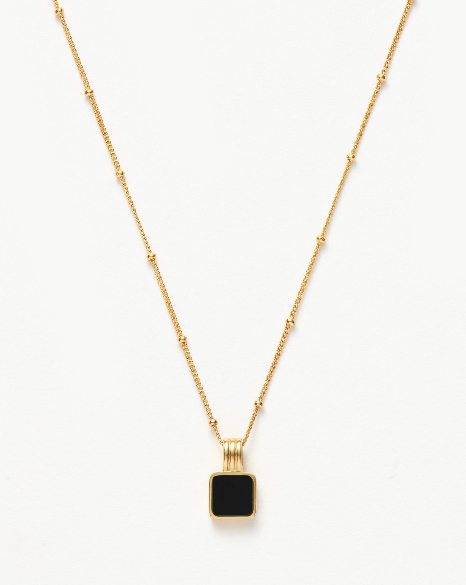 Lucy Williams Square Onyx Gemstone Necklace | 18ct Gold Plated Vermeil/Black Onyx Necklaces Missoma 