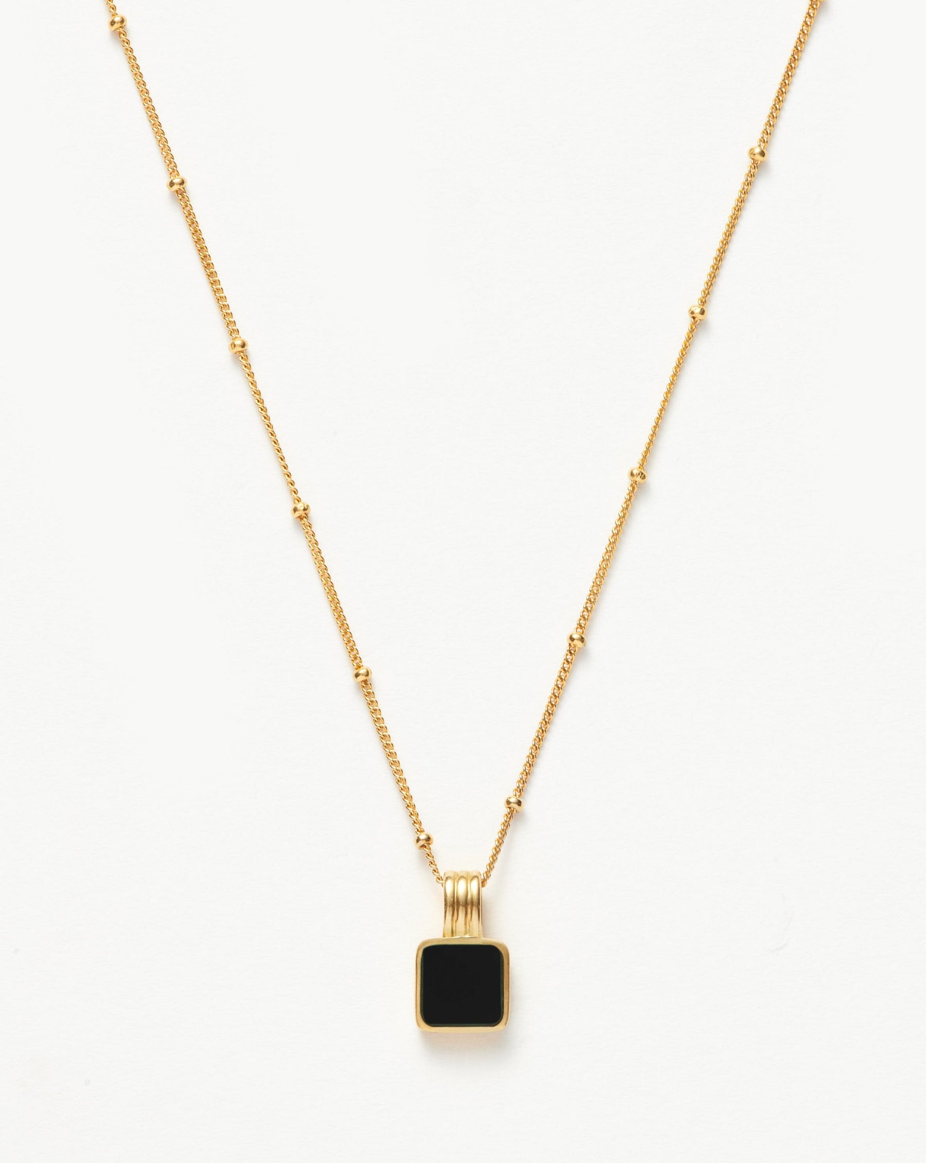 Lucy Williams Square Onyx Gemstone Necklace | 18ct Gold Plated Vermeil ...