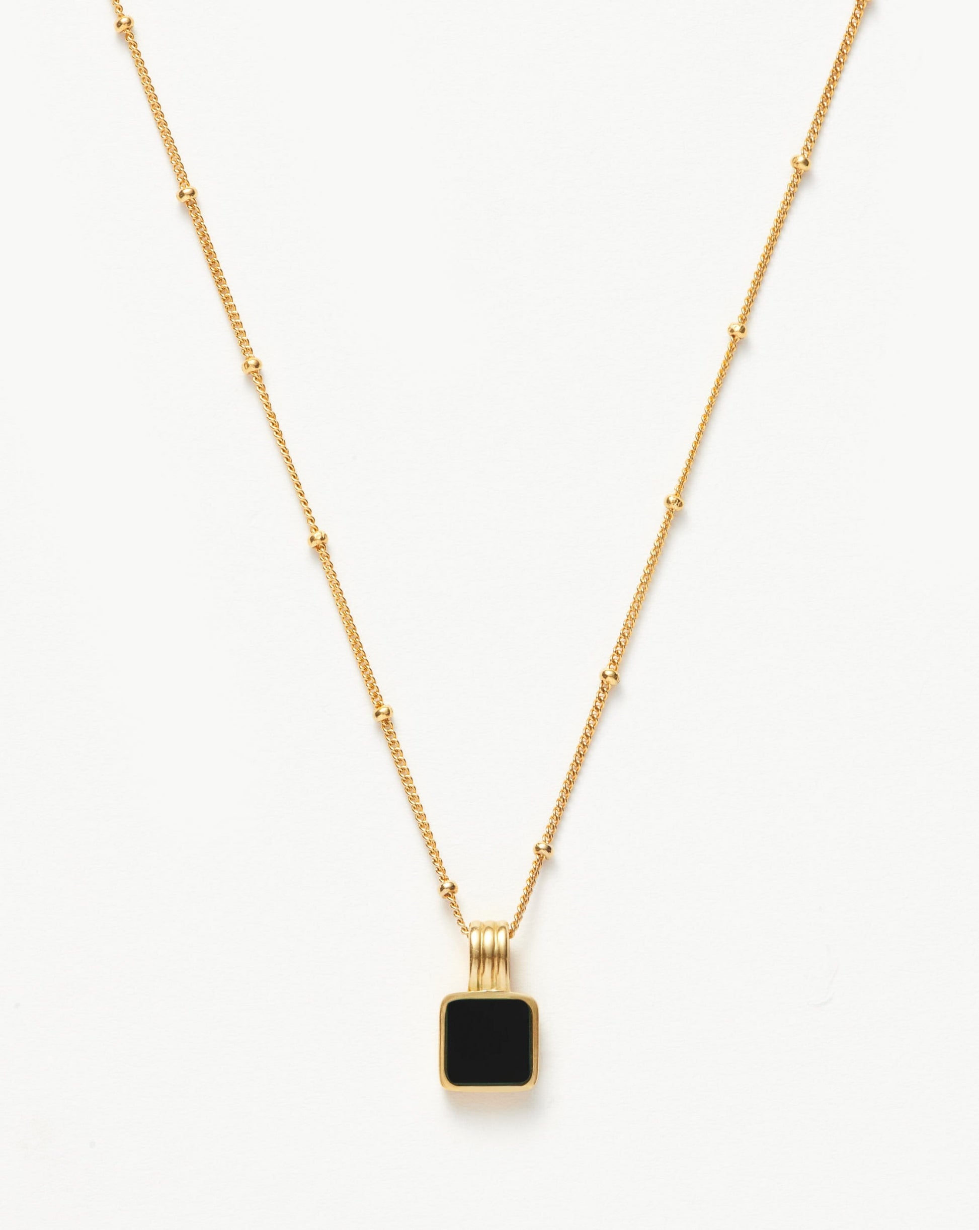 Lucy Williams Square Onyx Gemstone Necklace | 18ct Gold Plated Vermeil/Black Onyx Necklaces Missoma 