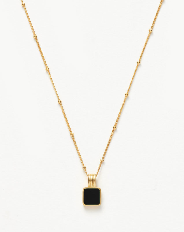 Lucy Williams Square Onyx Necklace | 18k Gold Vermeil/Black Onyx