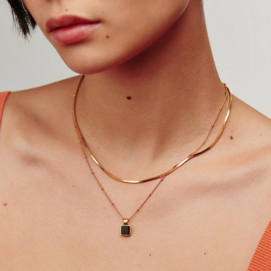 Lucy Williams Square Onyx Gemstone Necklace | 18ct Gold Plated Vermeil/Black Onyx Necklaces Missoma 