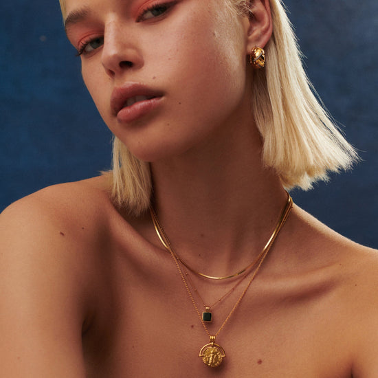 Lucy Williams Square Onyx Gemstone Necklace | 18ct Gold Plated Vermeil/Black Onyx Necklaces Missoma 