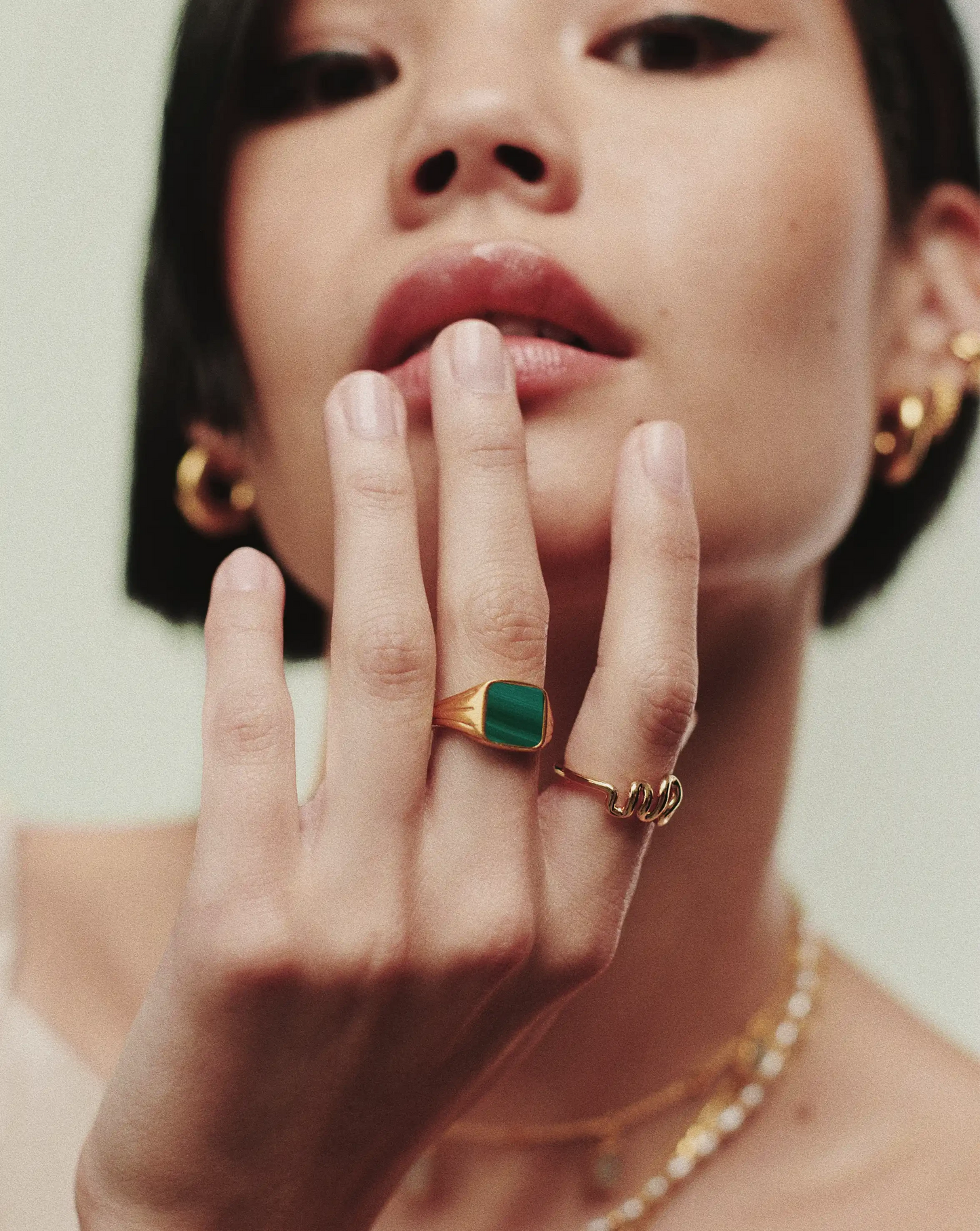Lucy Williams Square Signet Ring | 18k Gold Vermeil/Malachite Rings Missoma 