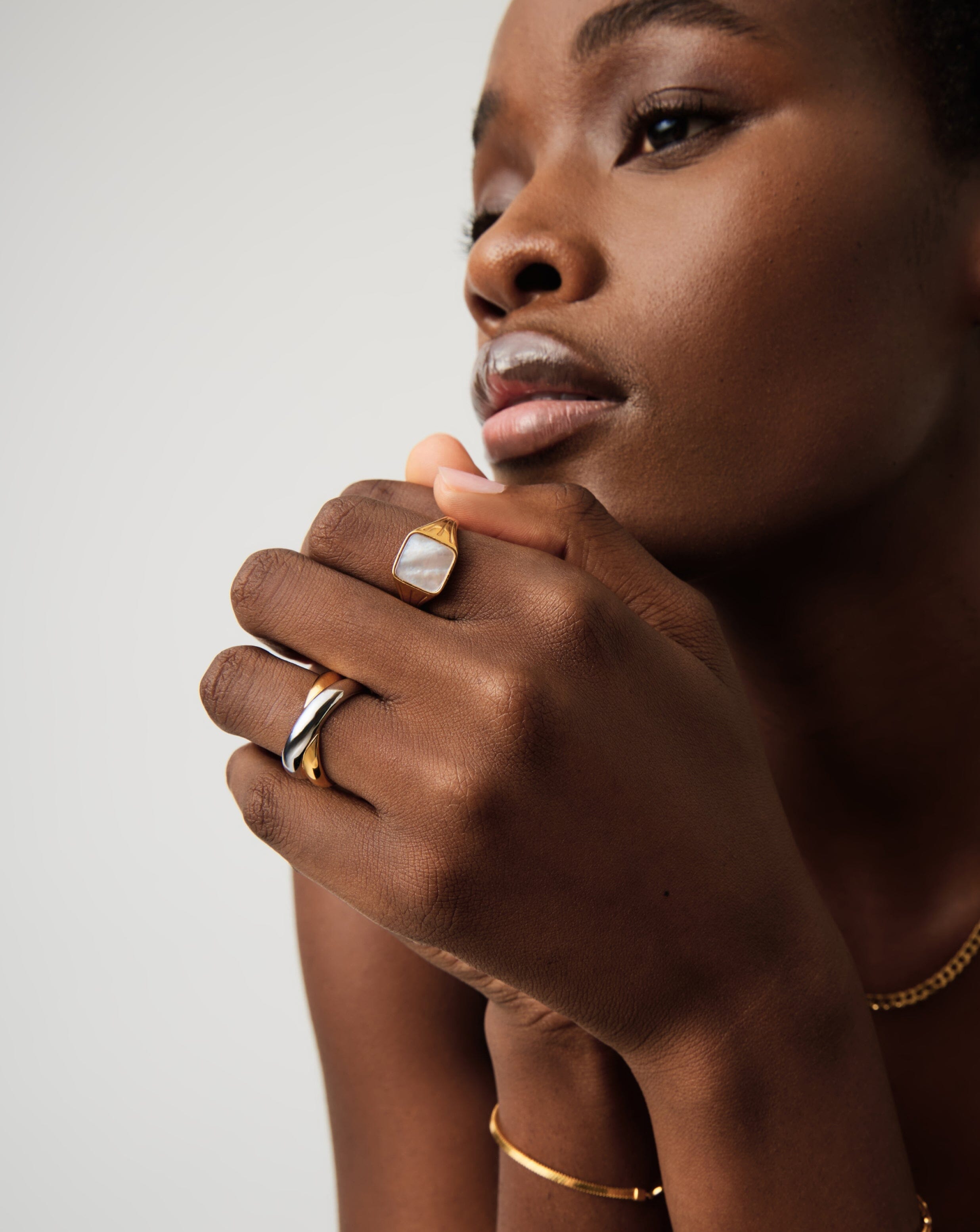 Lucy Williams Square Signet Ring | 18k Gold Vermeil/Mother of Pearl Rings Missoma 