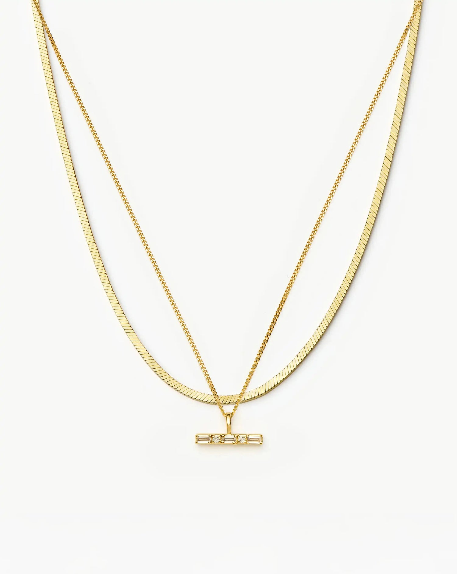 Lucy Williams Square Snake & T-Bar Necklace Set | 18k Gold Vermeil Necklaces Missoma 