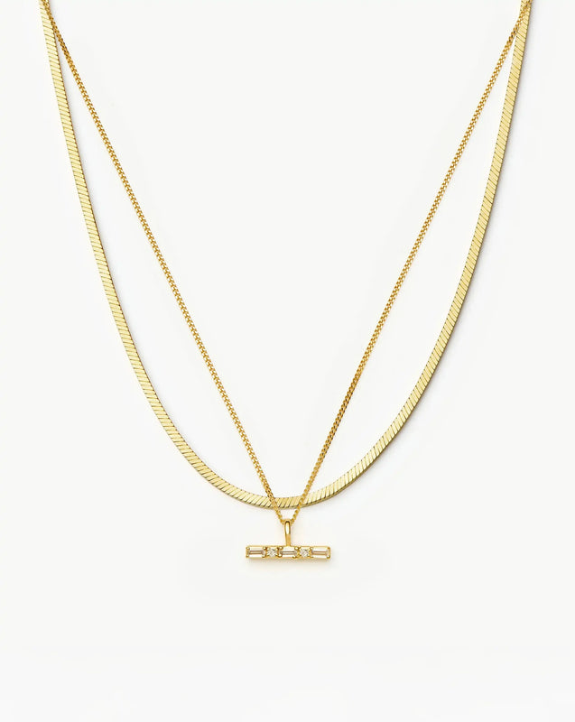 Lucy Williams Square Snake & T-Bar Necklace Set | 18k Gold Vermeil