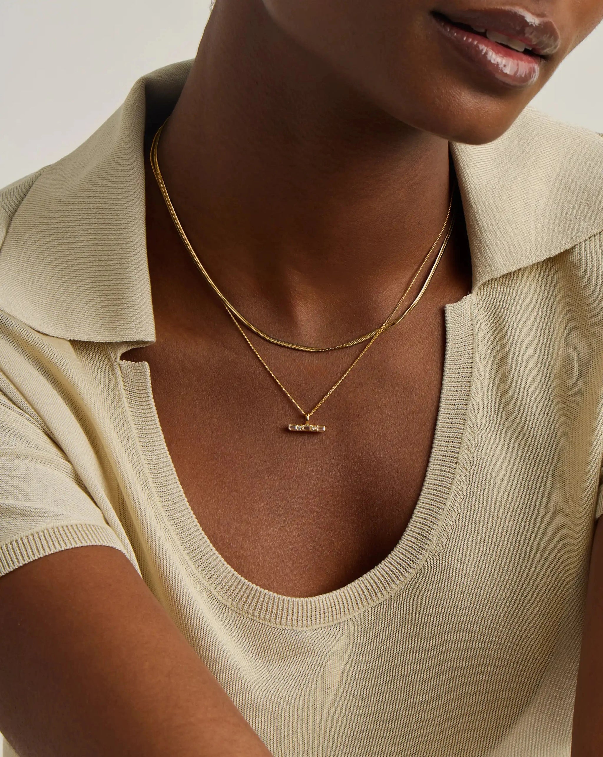 Lucy Williams T-Bar & Thin Snake Chain Necklace Set | 18k Gold Vermeil/18k Gold Plated Necklaces Missoma 