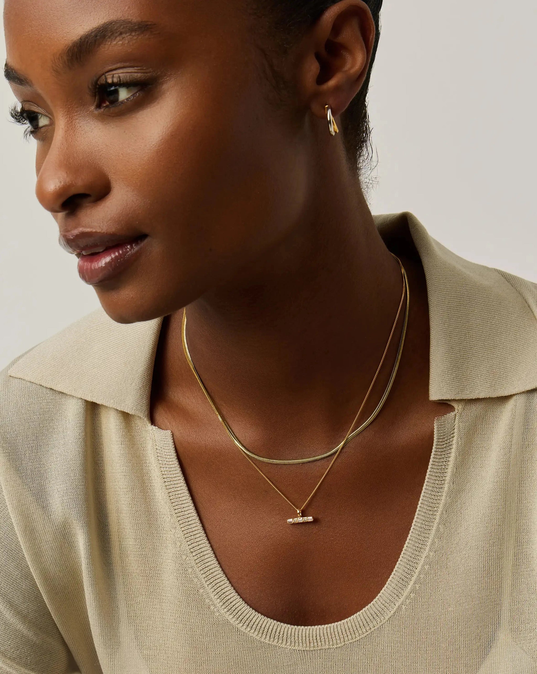 Lucy Williams T-Bar & Thin Snake Chain Necklace Set | 18k Gold Vermeil/18k Gold Plated Necklaces Missoma 