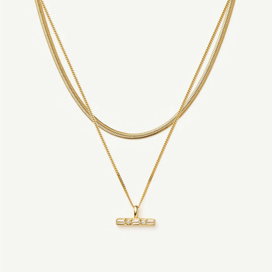 Lucy Williams T-Bar & Thin Snake Chain Necklace Set | 18k Gold Vermeil/18k Gold Plated Necklaces Missoma 