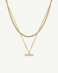 Lucy Williams T-Bar & Thin Snake Chain Necklace Set | 18k Gold Vermeil/18k Gold Plated Necklaces Missoma 