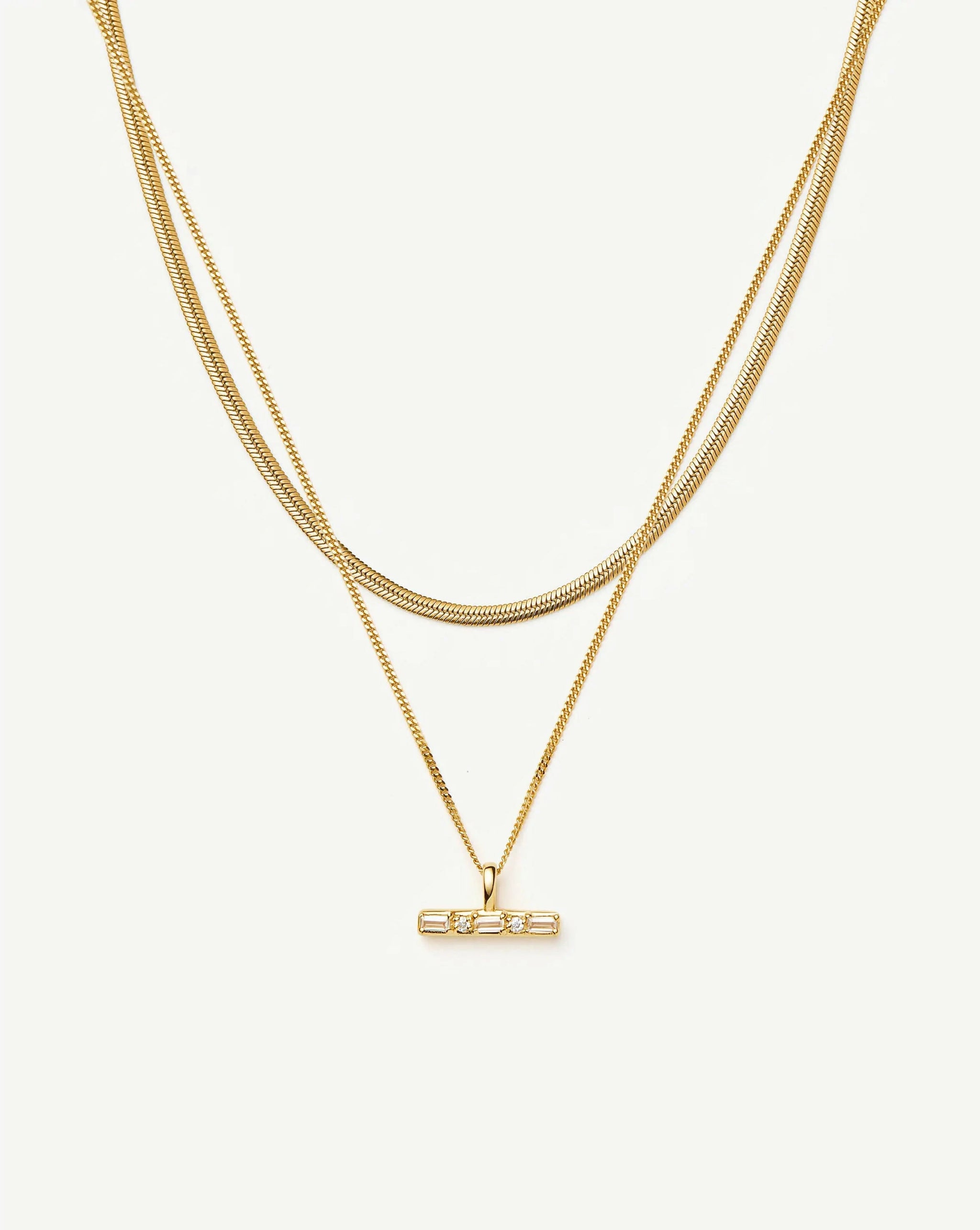 Lucy Williams T-Bar & Thin Snake Chain Necklace Set | 18k Gold Vermeil/18k Gold Plated Necklaces Missoma 
