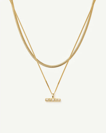 Lucy Williams T-Bar & Thin Snake Chain Necklace Set | 18k Gold Vermeil/18k Gold Plated Necklaces Missoma 