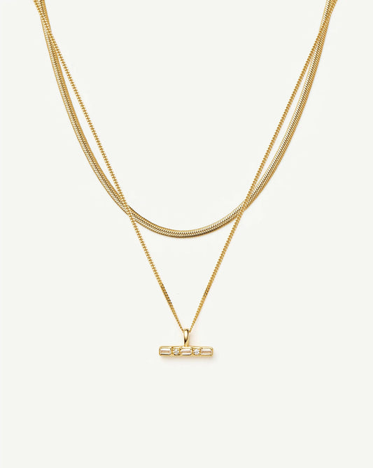 Lucy Williams T-Bar & Thin Snake Chain Necklace Set | 18k Gold Vermeil/18k Gold Plated Necklaces Missoma 