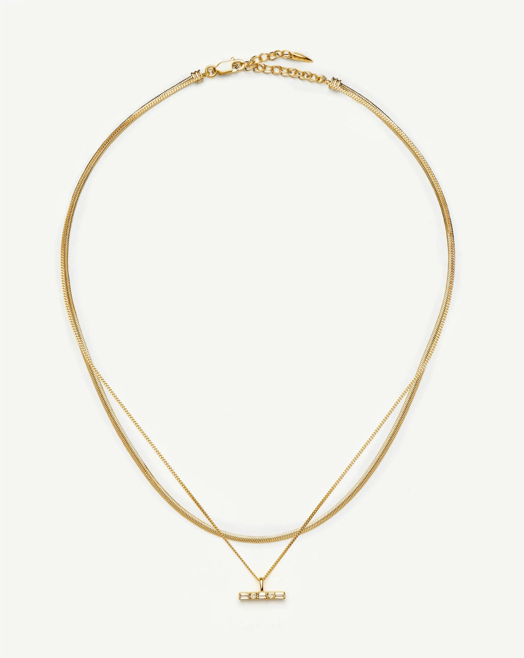 Lucy Williams T-Bar & Thin Snake Chain Necklace Set | 18k Gold Vermeil/18k Gold Plated Necklaces Missoma 