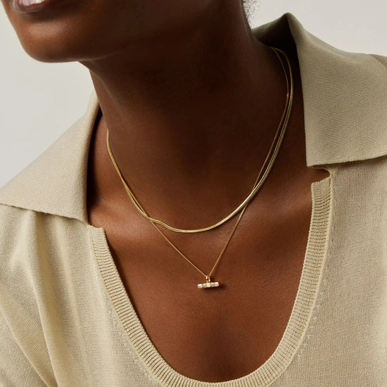 Lucy Williams T-Bar & Thin Snake Chain Necklace Set | 18k Gold Vermeil/18k Gold Plated Necklaces Missoma 