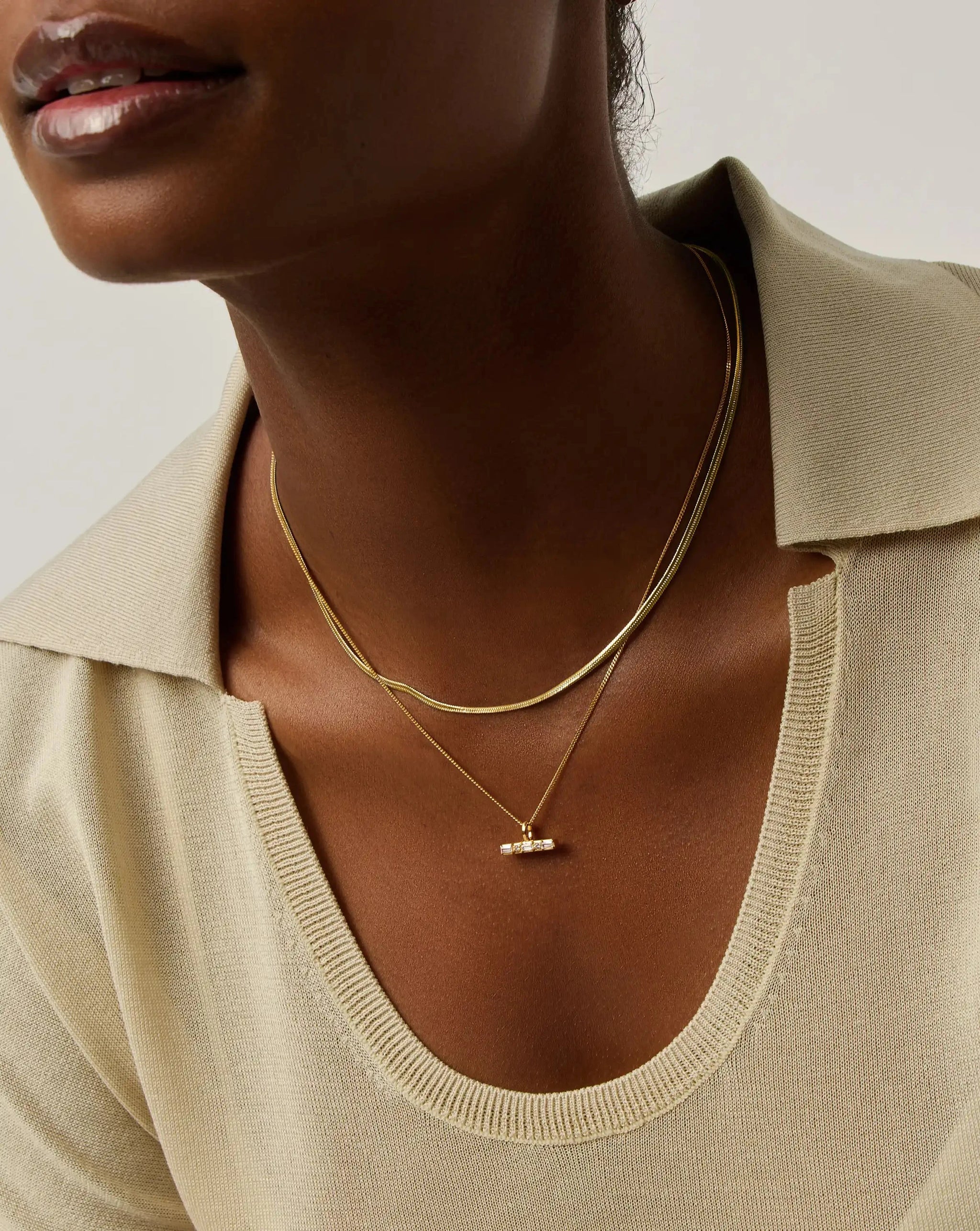 Lucy Williams T-Bar & Thin Snake Chain Necklace Set | 18k Gold Vermeil/18k Gold Plated Necklaces Missoma 