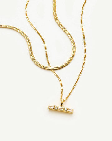 Lucy Williams T-Bar & Thin Snake Chain Necklace Set | 18k Gold Vermeil/18k Gold Plated Necklaces Missoma 