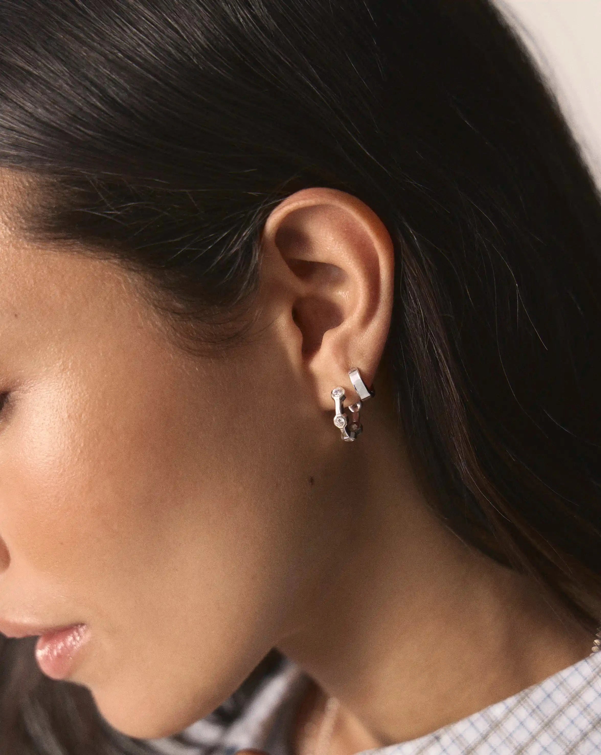 Lucy Williams Tennis Small Hoop Earrings | Silver Plated Earrings Missoma 